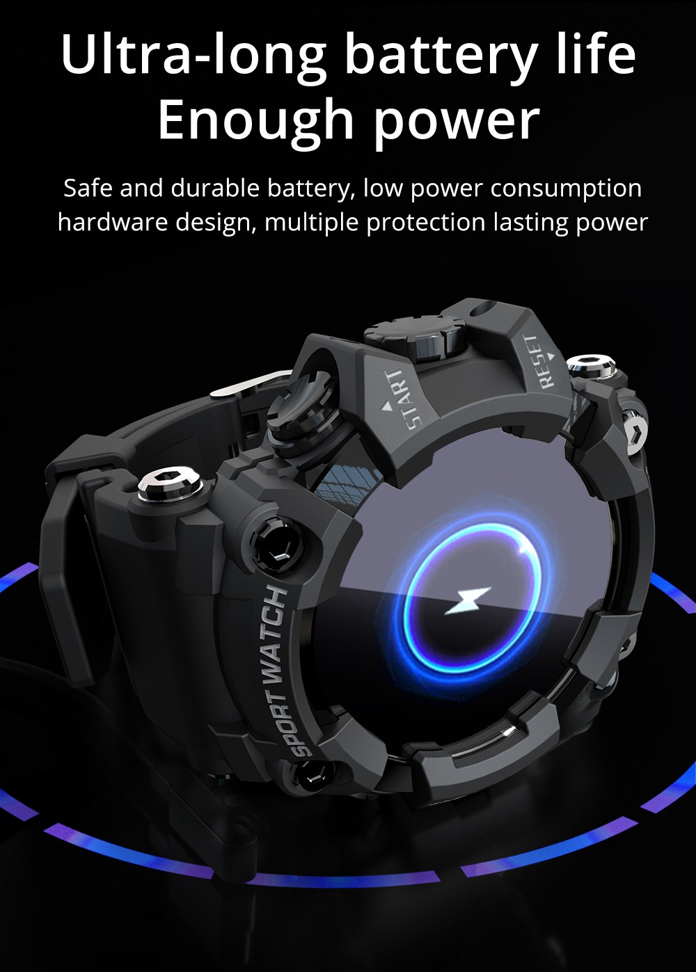 LOKMAT ATTACK Bluetooth Smartwatch 1.28 calowy ekran dotykowy TFT Monitor ciśnienia krwi IP68 Wodoodporny 25 Dni Czas czuwania - czarny