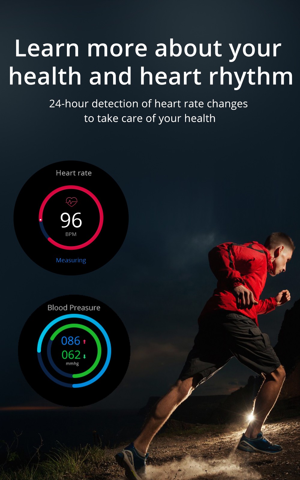 LOKMAT ATTACK Bluetooth SmartWatch 1.28-дюймовый TFT-сенсорный экран Монитор сердечного ритма и артериального давления IP68 Водонепроницаемость 25 дней в режиме ожидания - черный