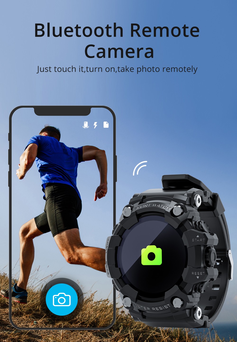 LOKMAT ATTACK Smartwatch Bluetooth 1.28 pollici TFT Touch Screen Monitor per la pressione sanguigna della frequenza cardiaca IP68 Resistente all'acqua Tempo di standby di 25 giorni - Nero