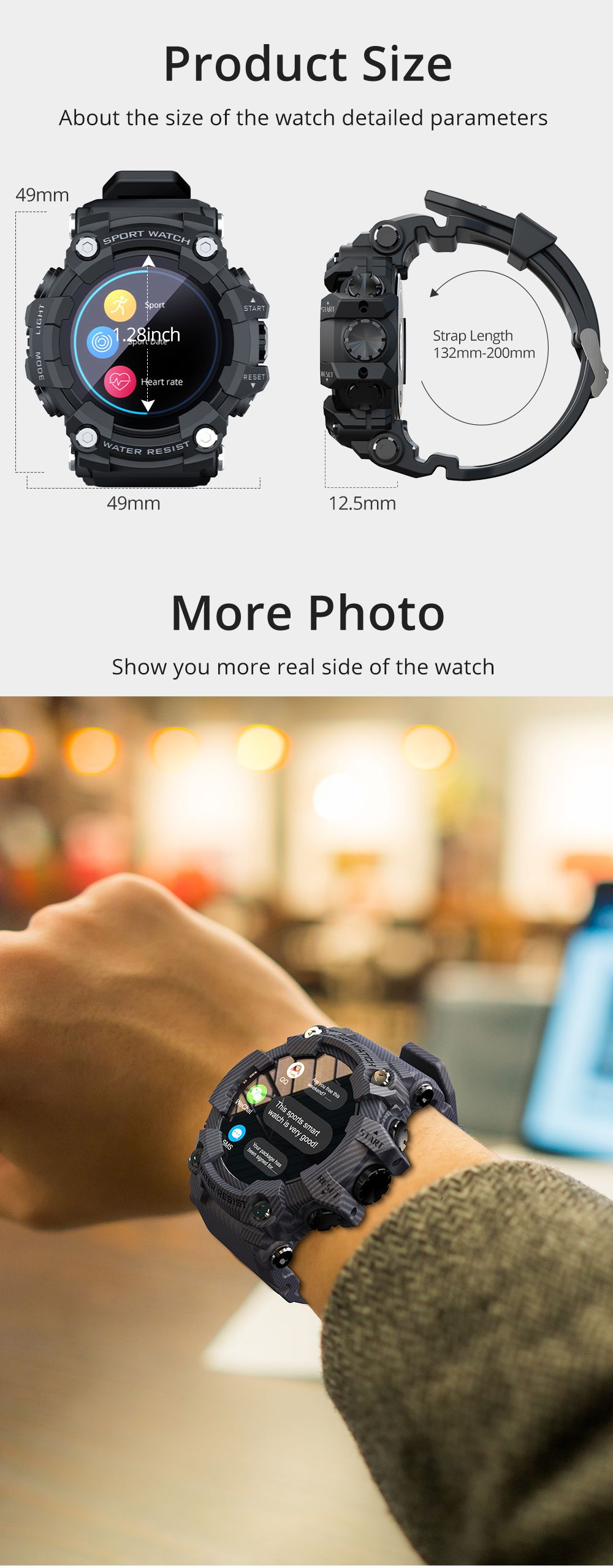 LOKMAT ATTACK Bluetooth Smartwatch 1.28 inch TFT Touchscreen Hartslag Bloeddrukmeter IP68 Waterbestendig 25 Dagen Standby-tijd - Zwart