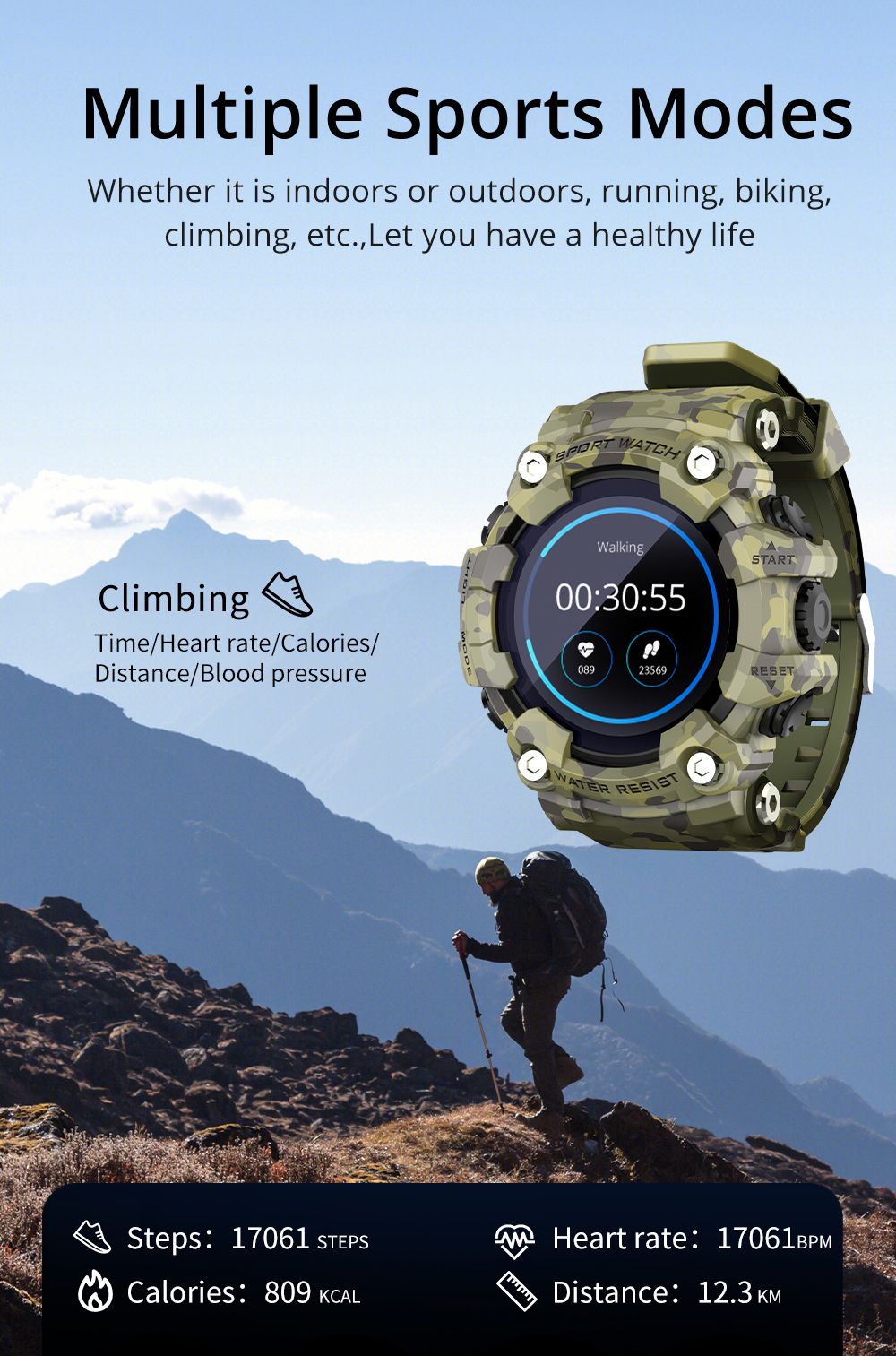 LOKMAT ATTACK Bluetooth Smartwatch 1.28 inch TFT Touchscreen Hartslag Bloeddrukmeter IP68 Waterbestendig 25 Dagen Standby-tijd - Zwart