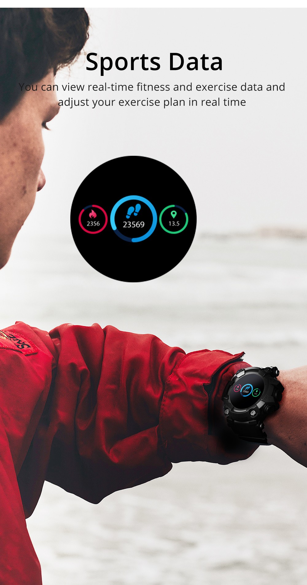 LOKMAT ATTACK Bluetooth Smartwatch 1.28 Zoll TFT Touchscreen Herzfrequenz-Blutdruckmessgerät IP68 Wasserdicht 25 Tage Standby-Zeit – Schwarz