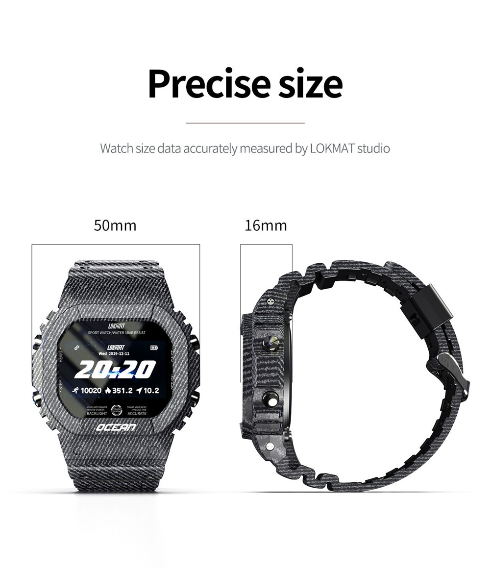LOKMAT OCEAN Bluetooth Smartwatch 1.14 pulgadas TFT Pantalla táctil Monitor de presión arterial de frecuencia cardíaca 5 ATM Batería resistente al agua 170mAh - Azul