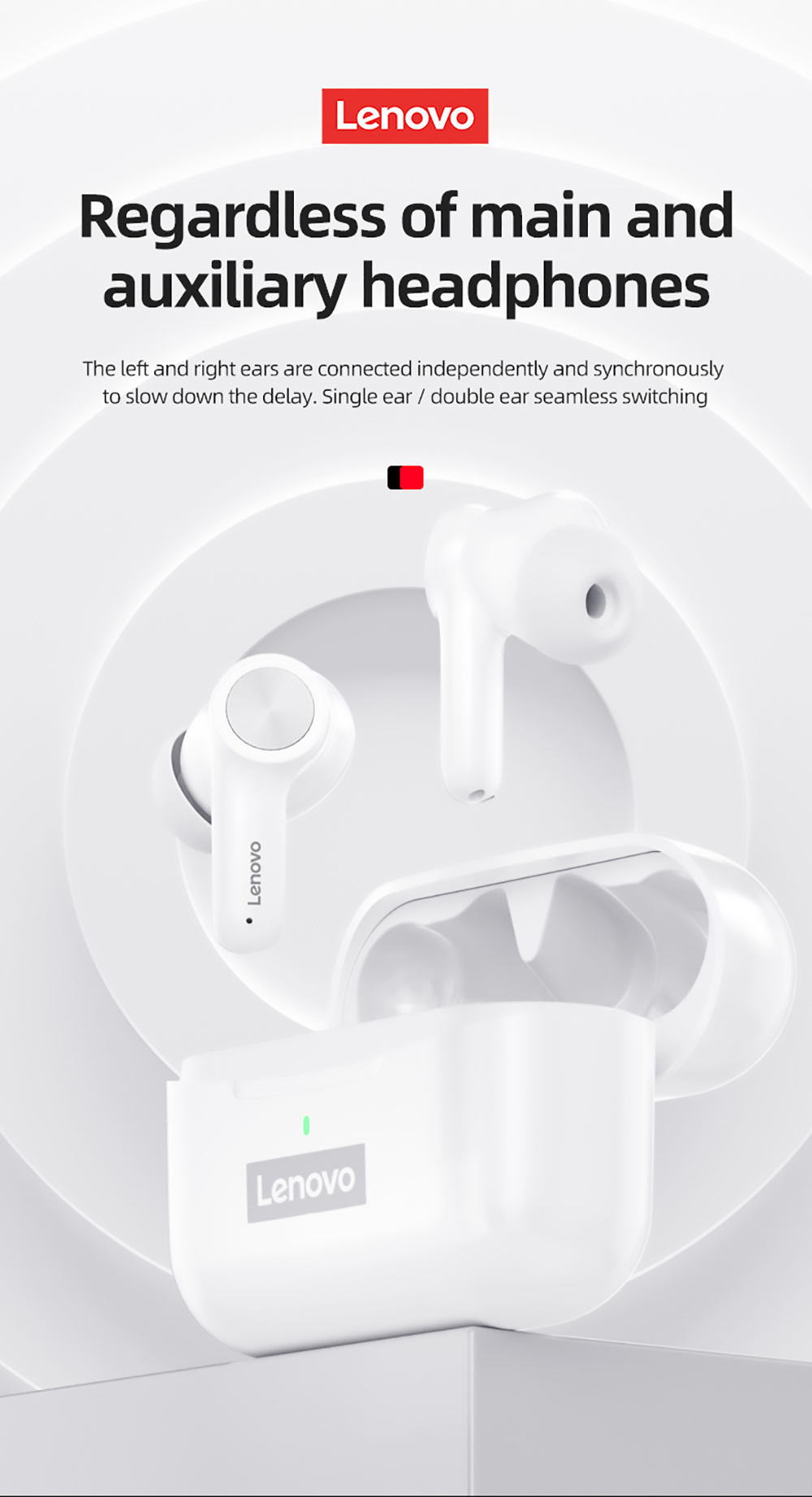 Lenovo Thinkplus LivePods LP70 Wireless Bluetooth Earphone Noise Cancelling Earbuds Game Sports Headset - White