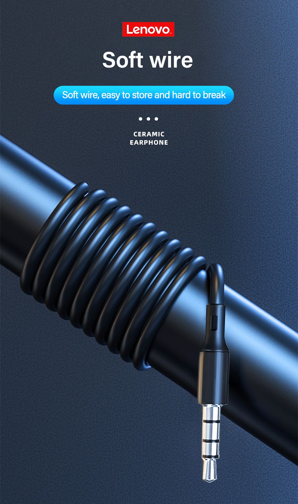 Lenovo Thinkplus TW13 Wired Earphone with Microphone 3.5mm Jack Active Noise Cancelling Earbuds Gaming Headset-Black