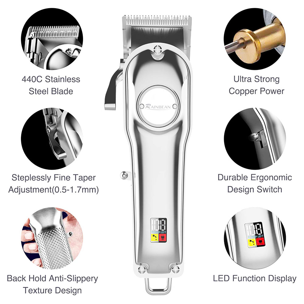Männer Haarschneider 3 in 1 IPX7 Wasserdicht Bartschneider Pflegeset Kabelloser Haarschneider LED Display USB Wiederaufladbar