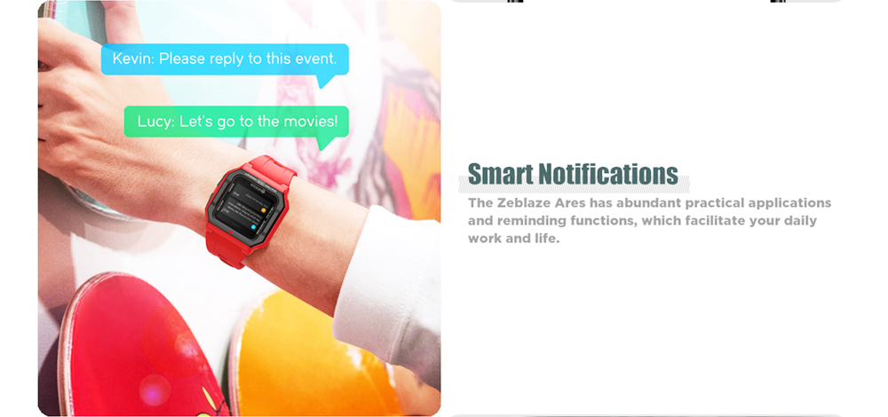 Zeblaze Ares Ultra-light Bluetooth Smartwatch 1.3 inch IPS Touch Screen Heart Rate Blood Pressure Monitor 30M Water-Resistant 170mAh Battery 15 Days Standby Time - Black