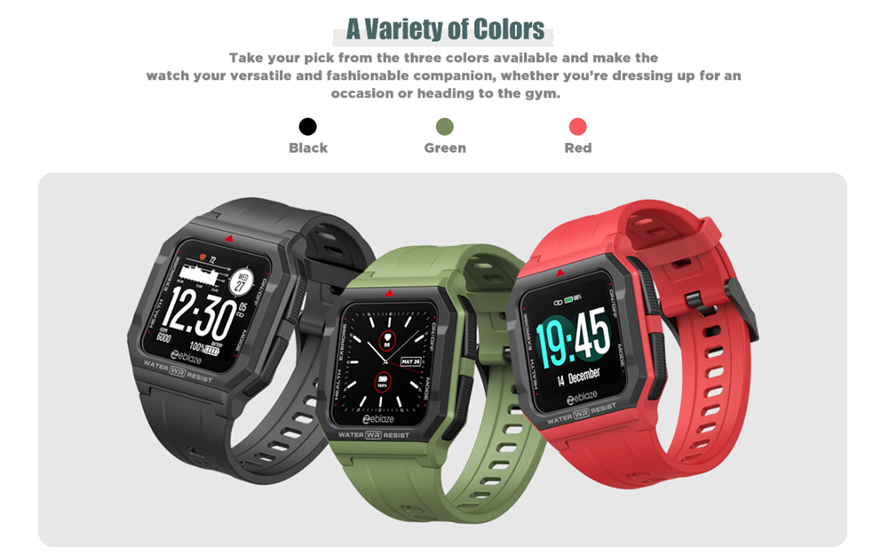 Zeblaze Ares Ultra-light Bluetooth Smartwatch 1.3 inch IPS Touch Screen Heart Rate Blood Pressure Monitor 30M Water-Resistant 170mAh Battery 15 Days Standby Time - Black