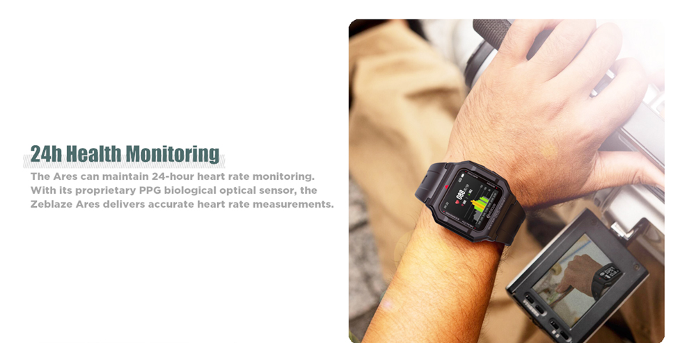 Zeblaze Ares Ultra-light Bluetooth Smartwatch 1.3 inch IPS Touch Screen Heart Rate Blood Pressure Monitor 30M Water-Resistant 170mAh Battery 15 Days Standby Time - Black