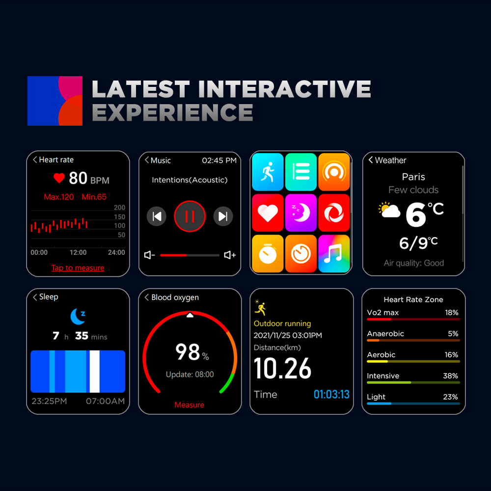 Zeblaze Beyond GPS Bluetooth Smartwatch 1.78 inch AMOLED Screen Heart Rate Blood Pressure Monitor 5ATM Water-Resistant 40 Days Standby Time - Black