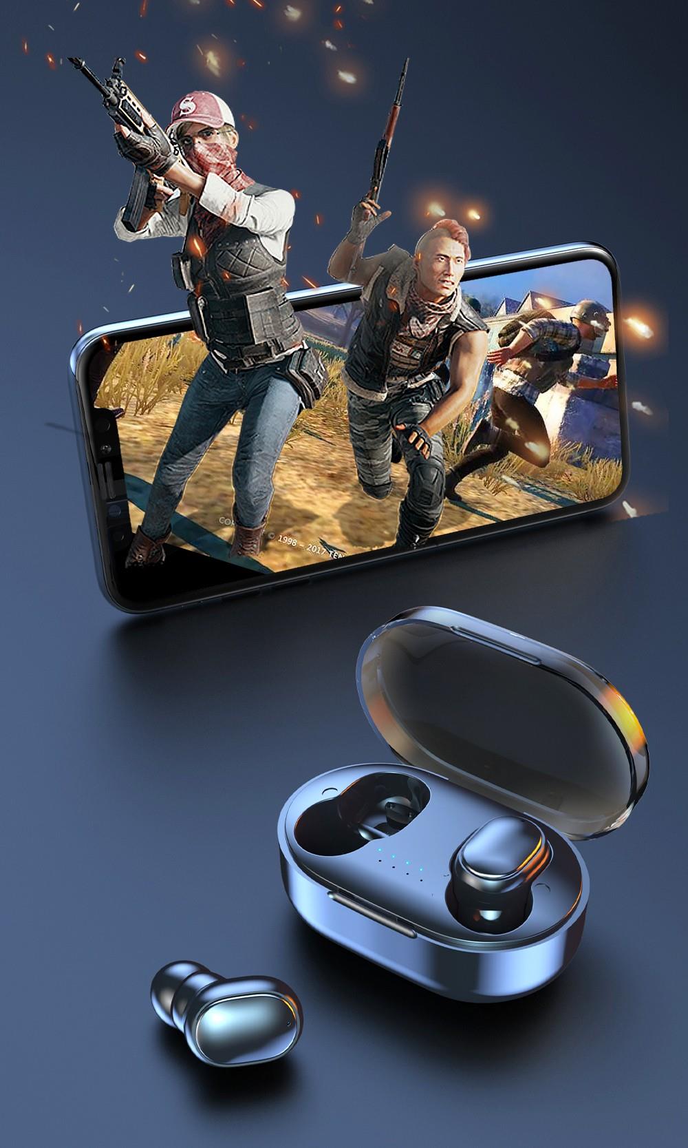 A6R TWS Bluetooth V5.0 Button Control IPX4 Waterproof 3h Playtime Wireless in-ear Noise Earphones - Black