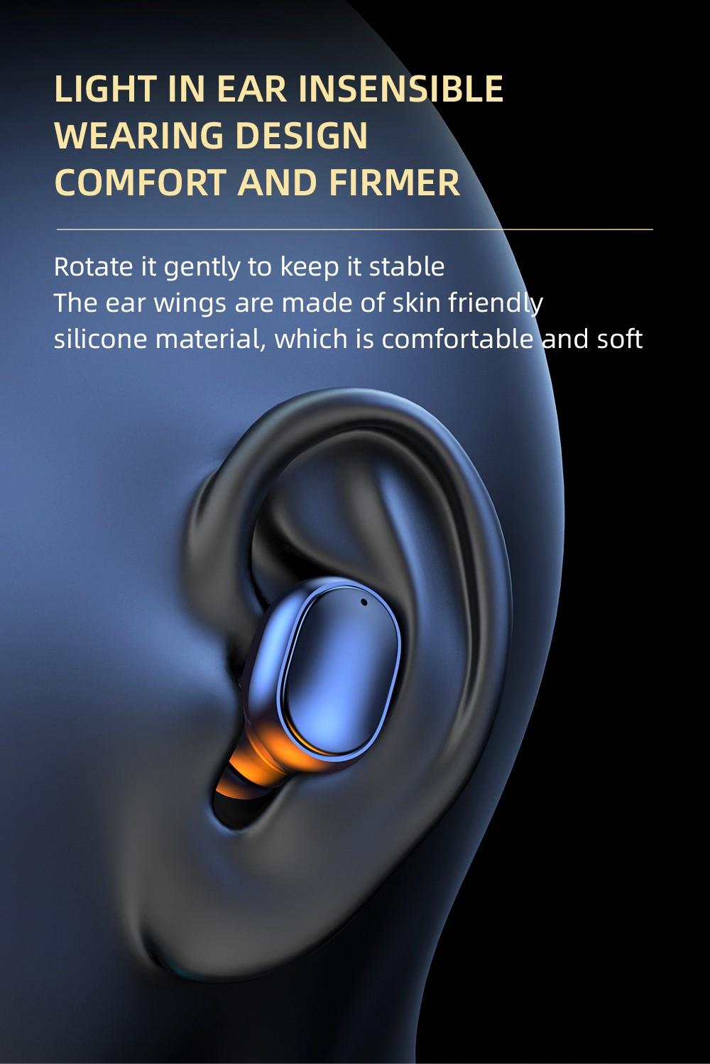 A6R TWS Bluetooth V5.0 Button Control IPX4 Waterproof 3h Playtime Wireless in-ear Noise Earphones - Black