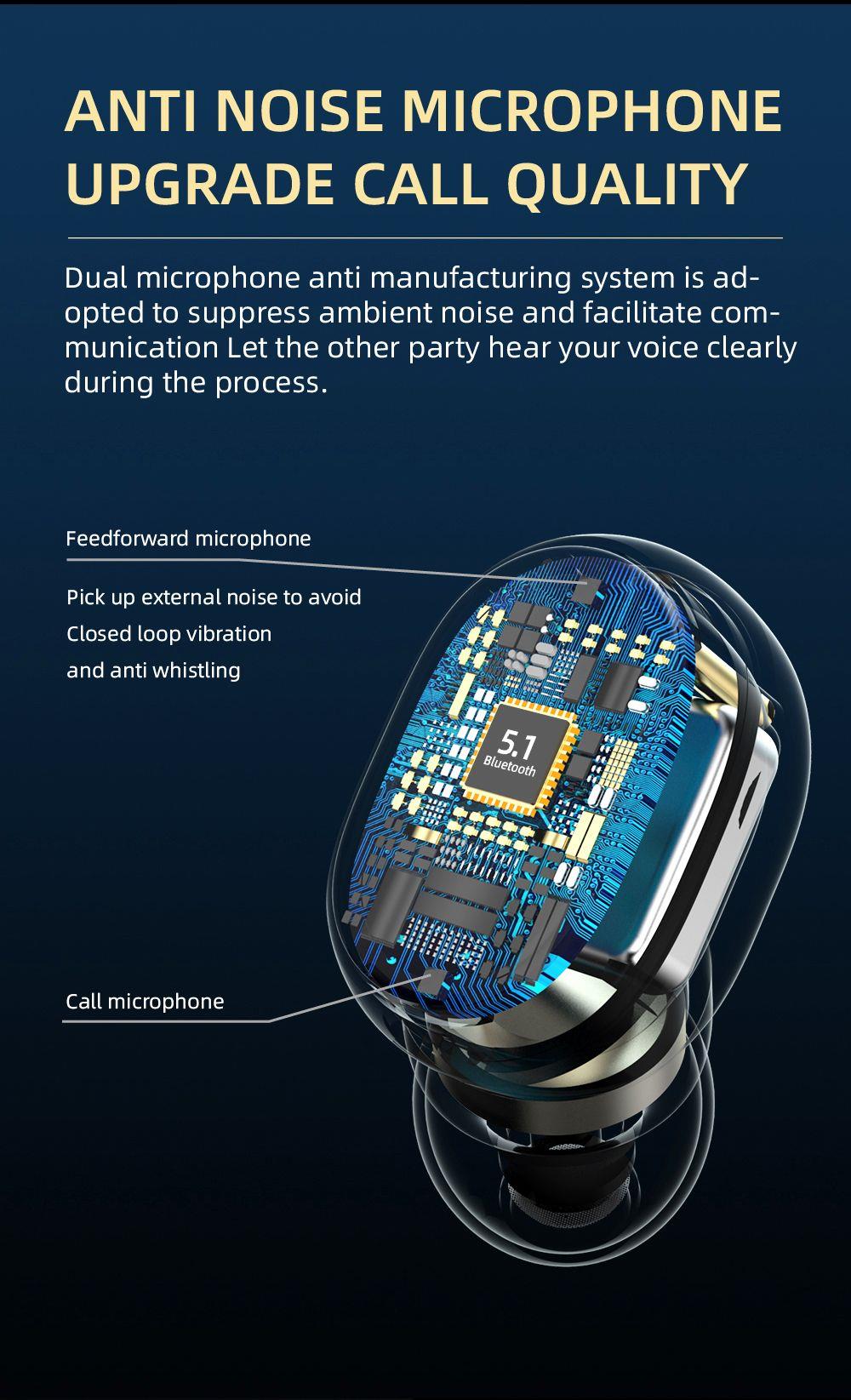 A6R TWS Bluetooth V5.0 Button Control IPX4 Waterproof 3h Playtime Wireless in-ear Noise Earphones - Black