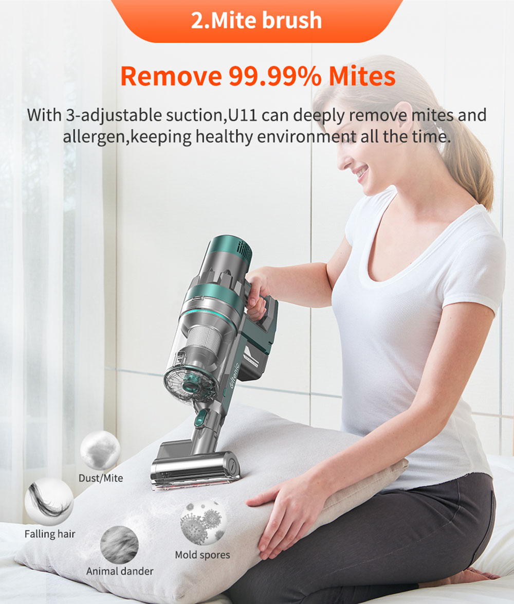 Ultenic U11 Cordless Vacuum Cleaner 25KPa Suction with Rechargeable Stand Holder LED Display & Removable Battery 3 Adjustable Modes 55mins Runtime - Green