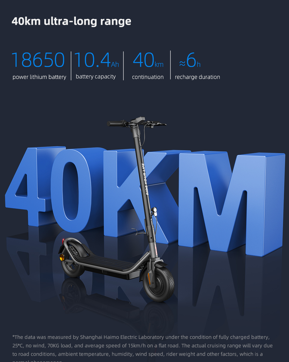 HIMO L2 MAX Folding Electric Scooter 350W Motor 36V/10.4Ah Battery 10 Inch Tire Containing Seat - Black