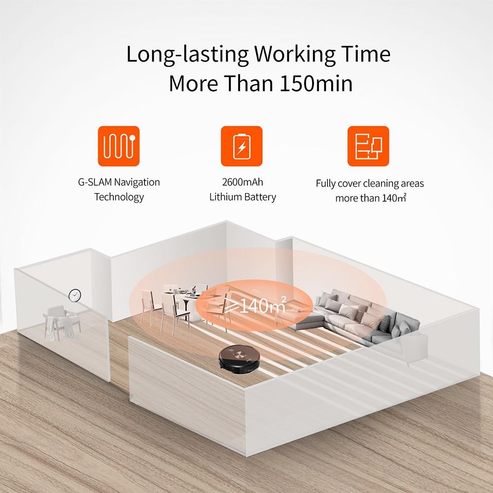 Proscenic Ultenic D5S Pro Robot Vacuum Cleaner 2 in 1 Sweeping and Mopping 2200Pa Suction Wi-Fi & Alexa Control Super-Thin Auto Carpet Boost 600ML Large Dustbox Self-Charging Robotic Vacuum Cleaner for Pet Hairs Hardwood Carpets - Black