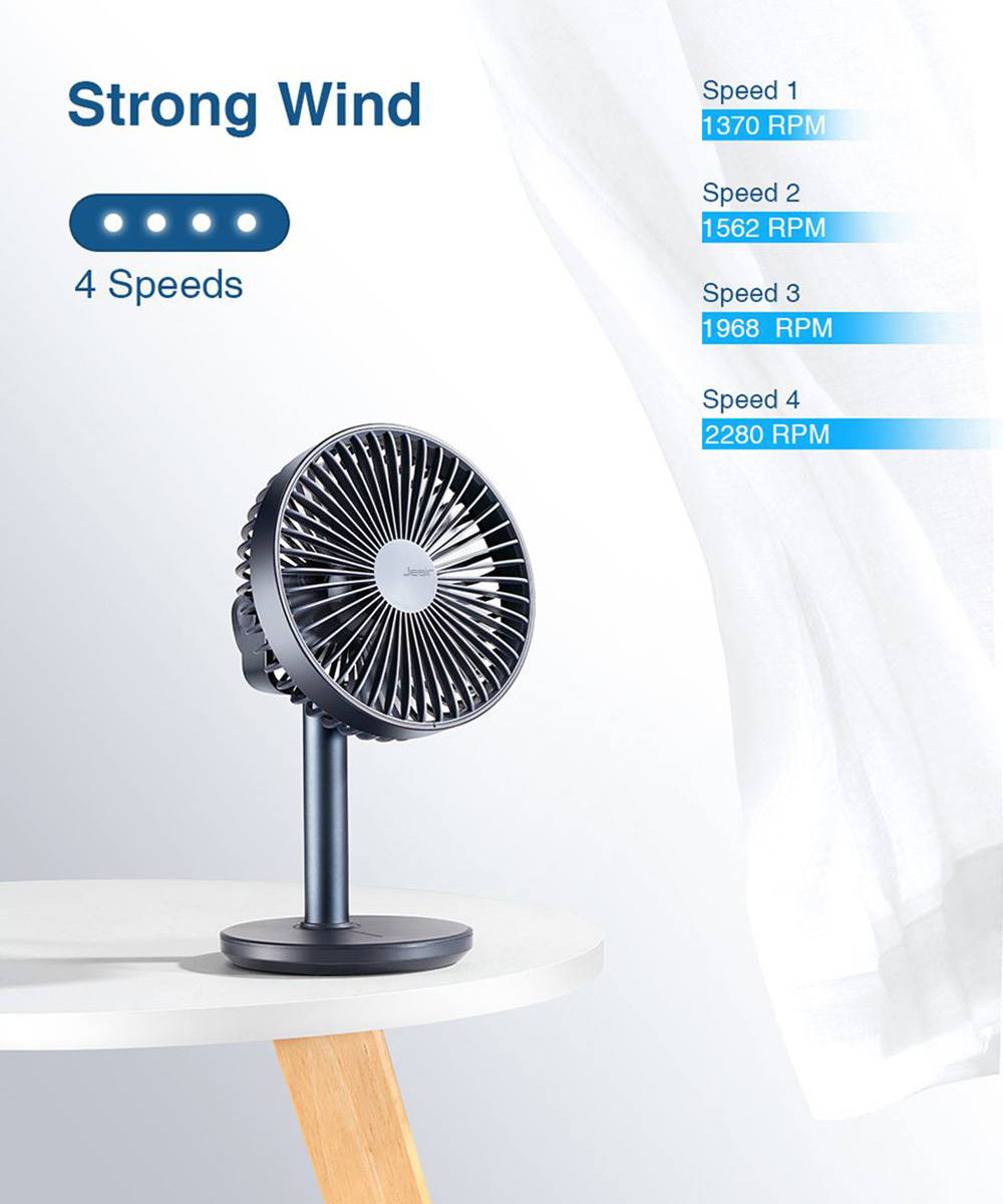 JISULIFE F7B Portable Fan for Home Office Desk Table Clip Fan 4000mAh Battery Usb Rechargeable Silent Fans Ventiladores