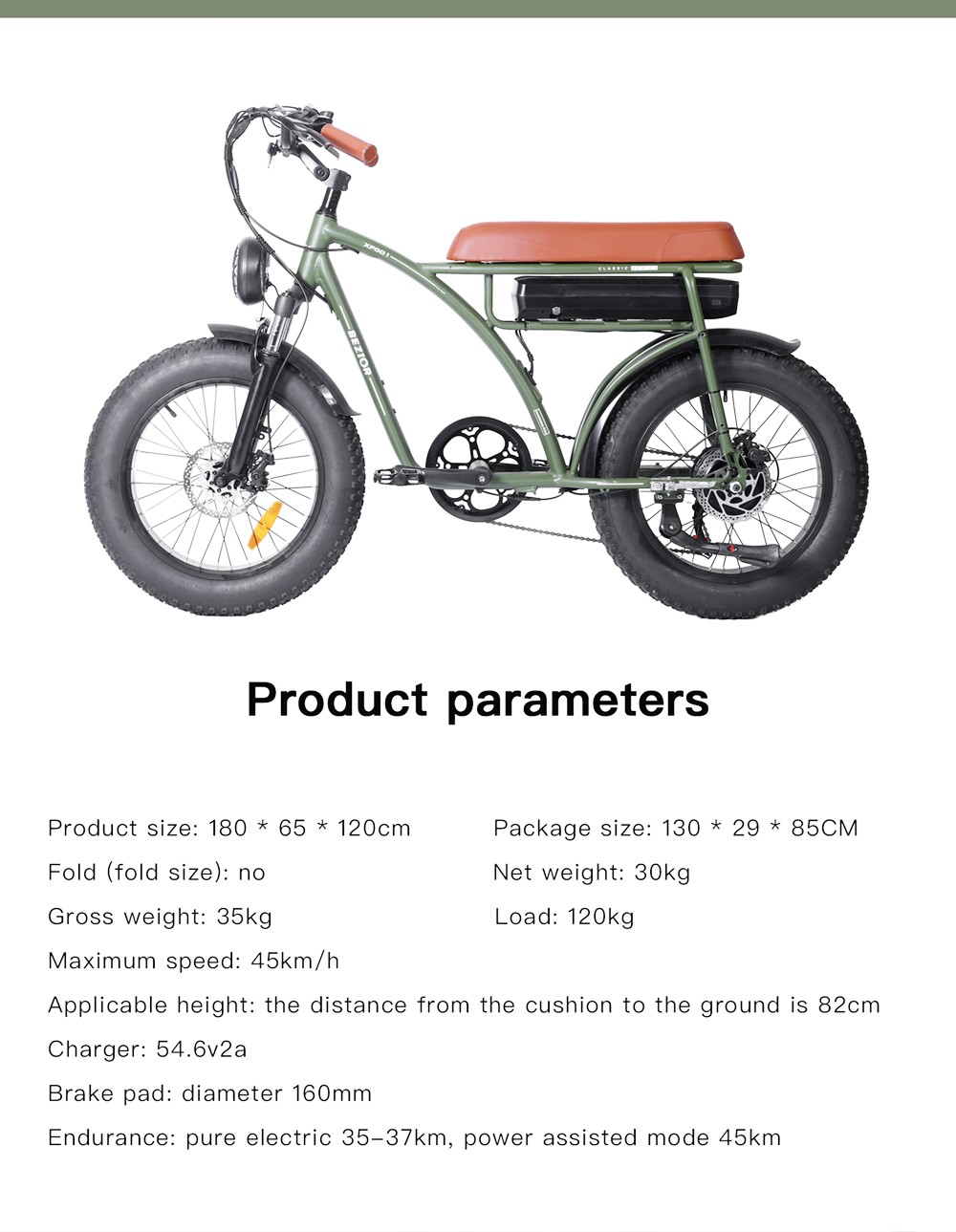 Bezior XF001 12,5Ah 48V 1000W 26 collas 45Km/h Retro elektriskais velosipēds maksimālā slodze 120kg