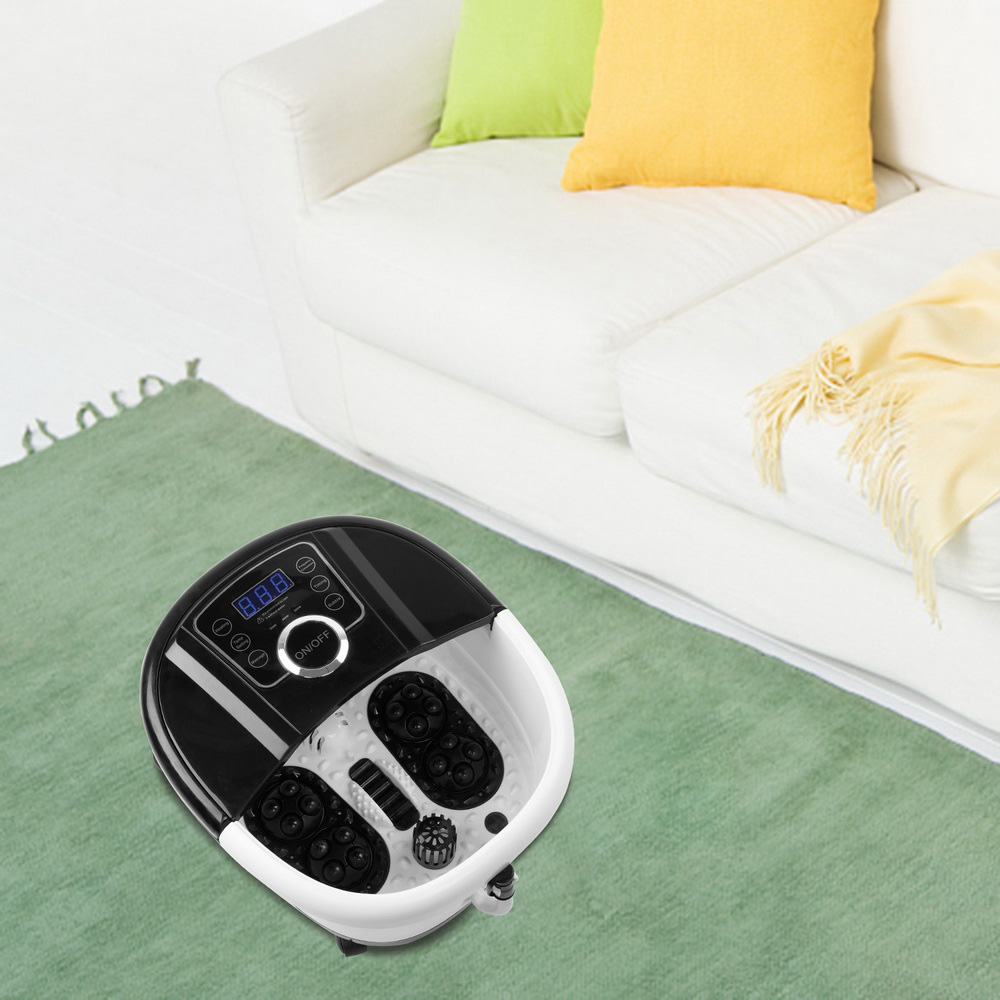 110V Foot Spa Foot Bath Massager with Touch Screen Digital Display and Automatic Roller, for Stress Relief - Black