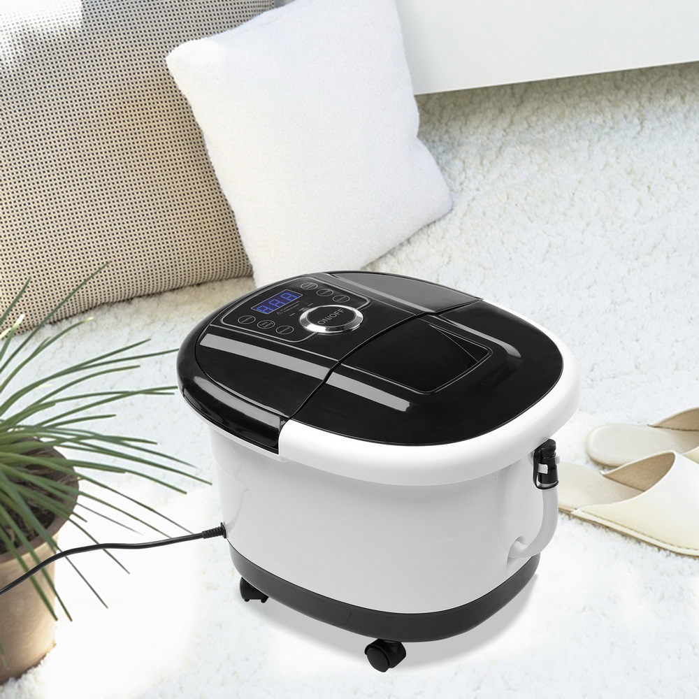 110V Foot Spa Foot Bath Massager with Touch Screen Digital Display and Automatic Roller, for Stress Relief - Black