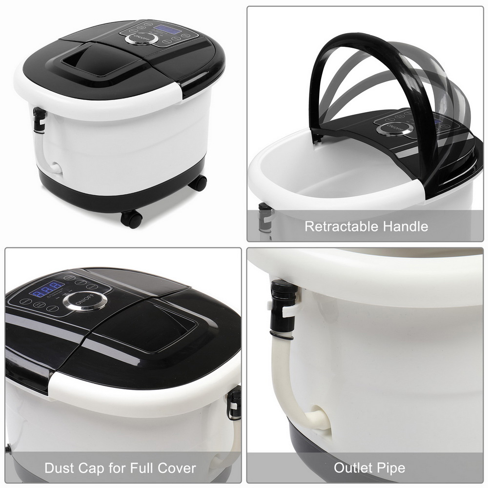 110V Foot Spa Foot Bath Massager with Touch Screen Digital Display and Automatic Roller, for Stress Relief - Black