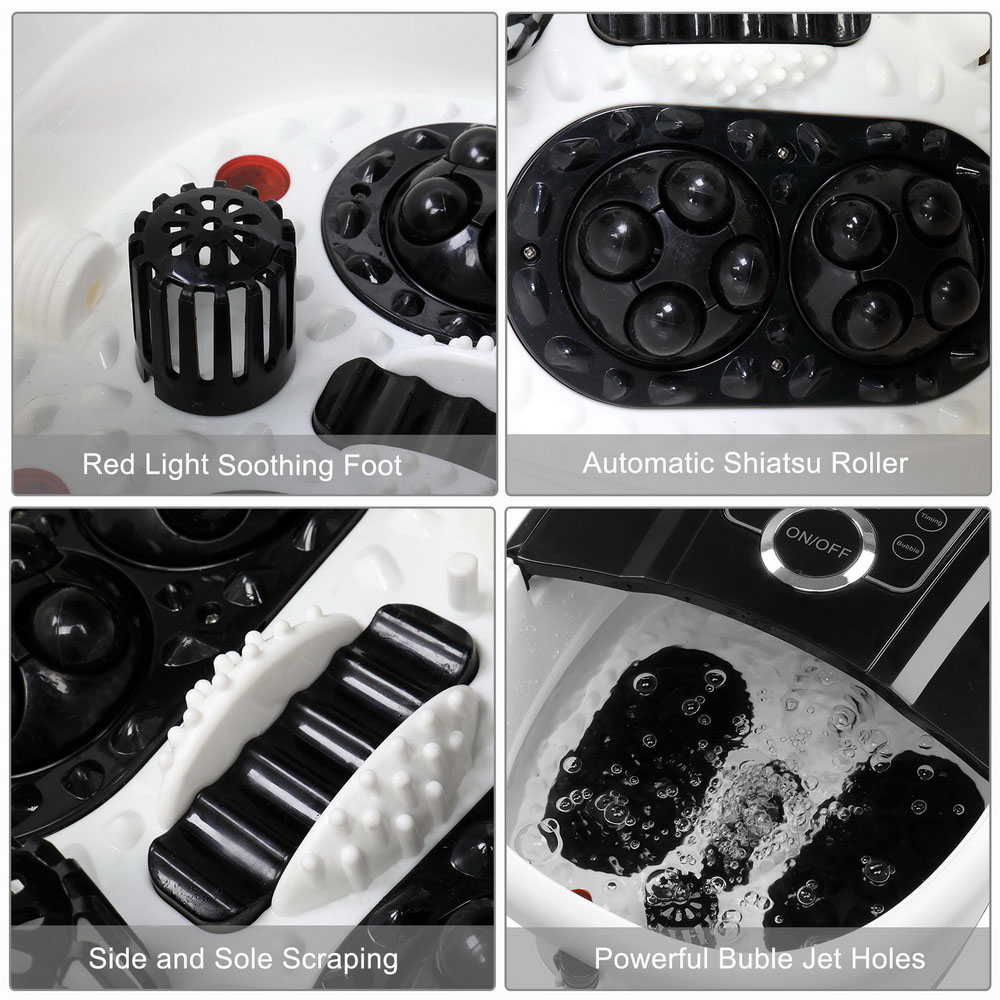 110V Foot Spa Foot Bath Massager with Touch Screen Digital Display and Automatic Roller, for Stress Relief - Black