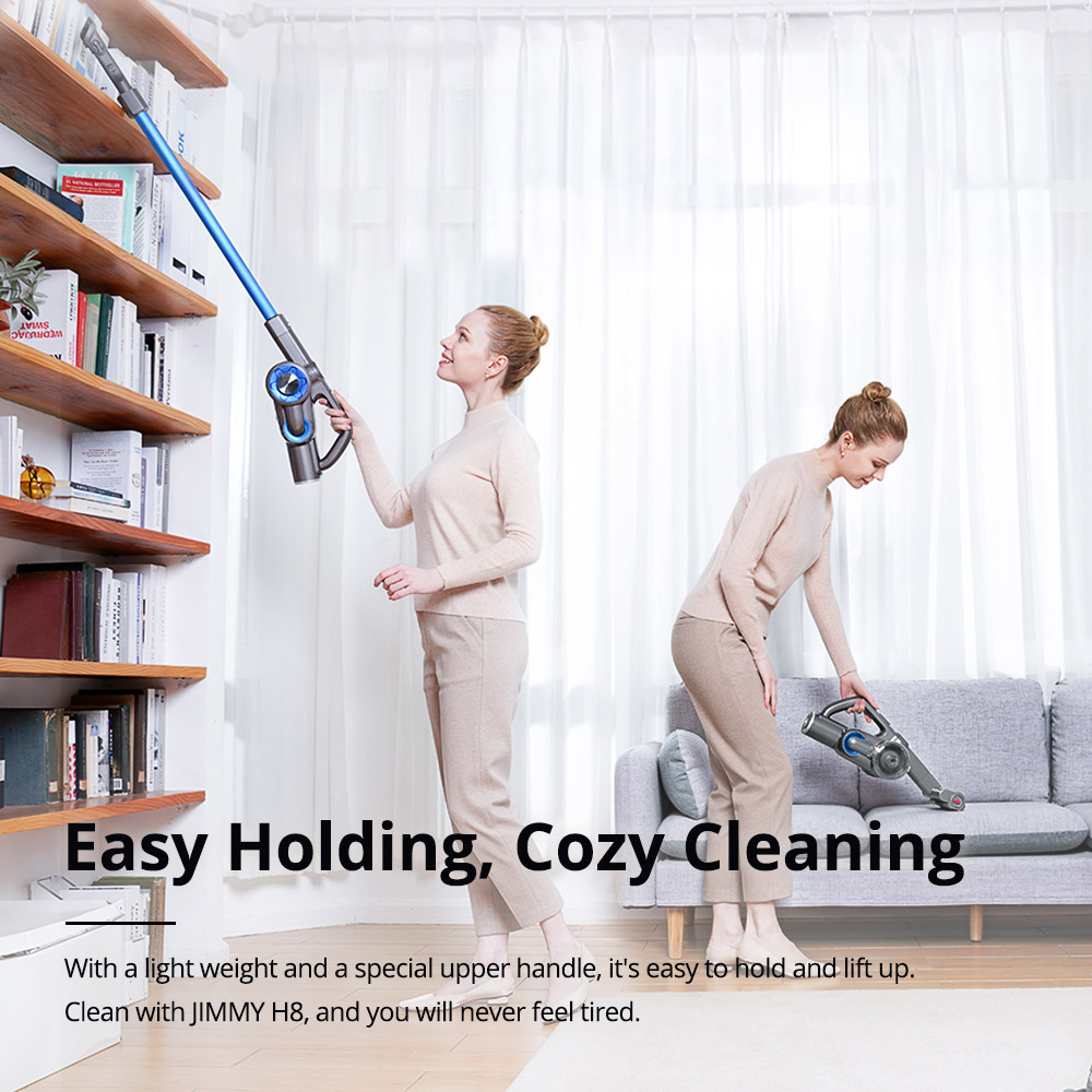 JIMMY H8 Lightweight Smart Handheld Cordless Vacuum Cleaner 160AW 25000Pa Powerful Suction, 500W Motor, 60 Minutes Run Time, Auto Power Adjust LED Display Removable Battery Pack Anti-winding Ultra-low Noise for cleaning floors, furniture by Xiaomi