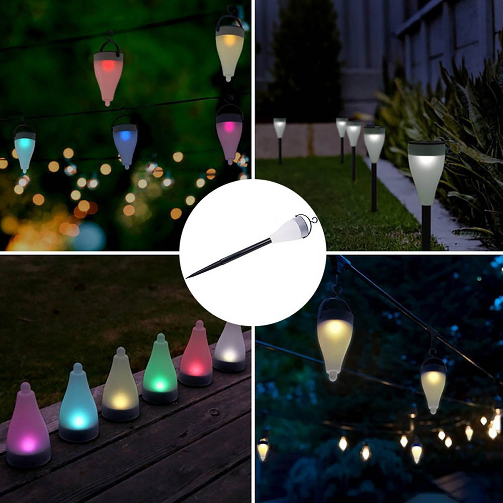 High Brightness Three Modes Solar Power LED Lawn Lamps with Black Shell - Colorful Light