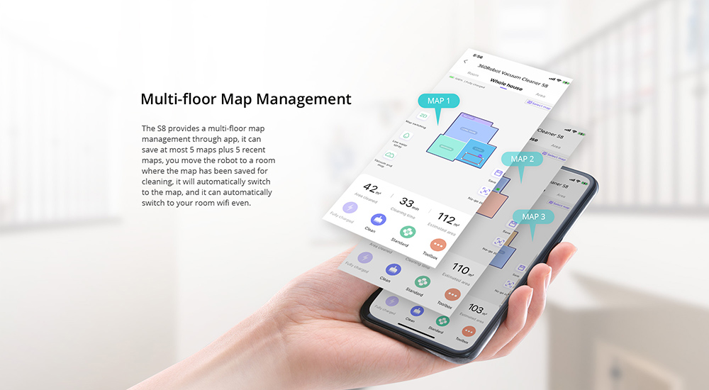 360 S8 Robot Vacuum Cleaner LIDAR SLAM 2700Pa Mop 360ml Dustbin 320ml 3-Level Water Tank Multifloor Map Management Edge