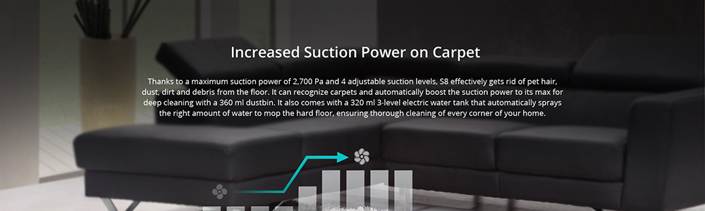 360 S8 Robot Vacuum Cleaner LIDAR SLAM 2700Pa Mop 360ml Dustbin 320ml 3-Level Water Tank Multifloor Map Management Edge