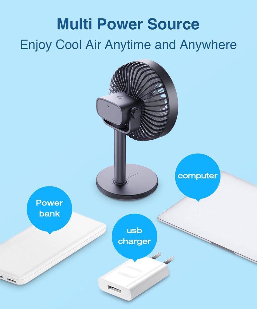 JISULIFE F7B Portable Fan for Home Office Desk Table Clip Fan 4000mAh Battery Usb Rechargeable Silent Fans Ventiladores