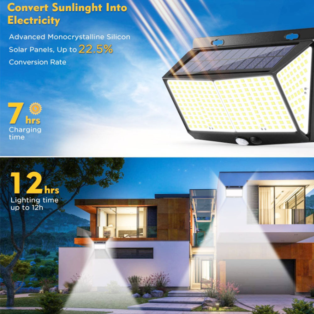 468 LED Solar Outdoor Light Human Body Sensor with Automatic Adjust Brightness IP65 Waterproof