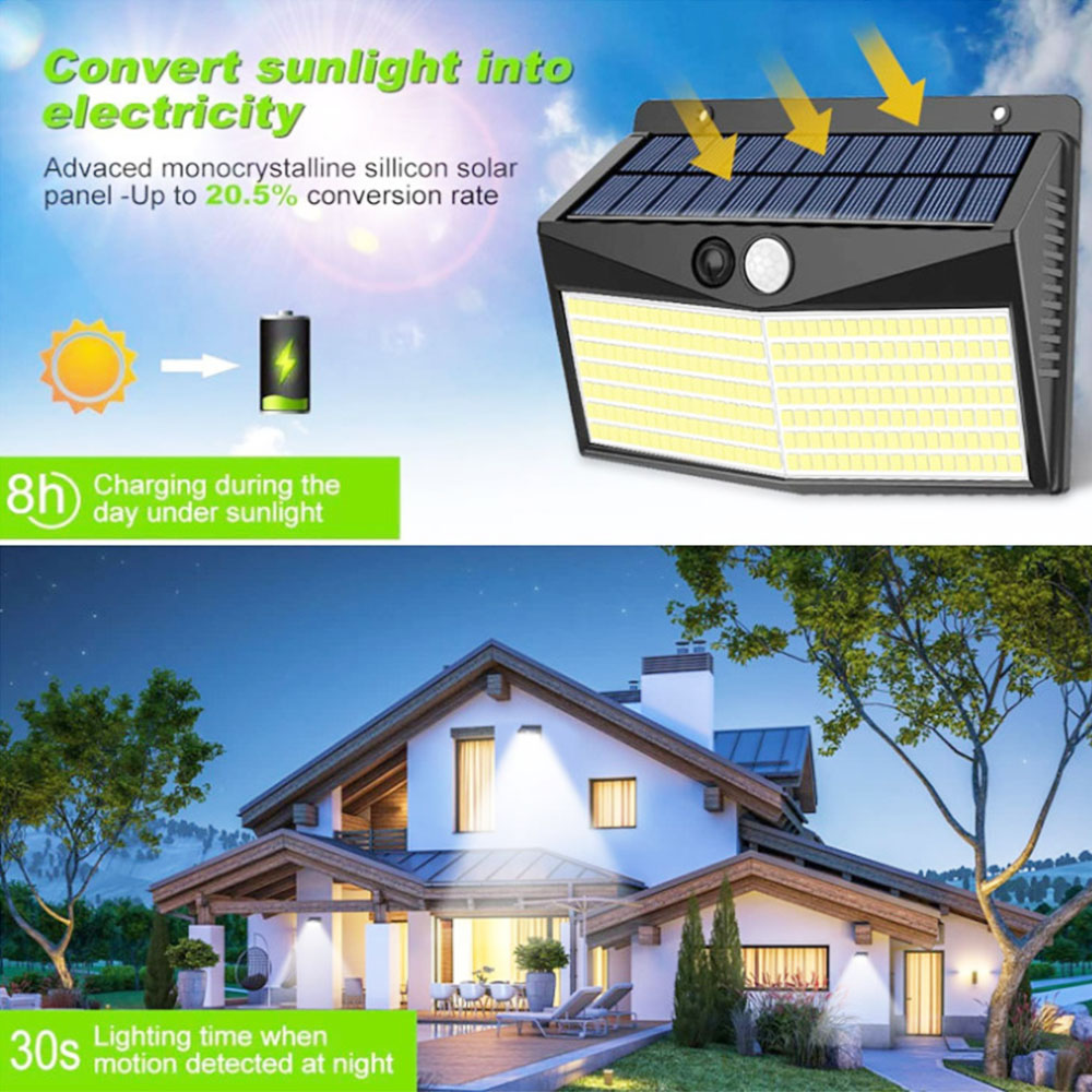 468 LED Solar Outdoor Light Human Body Sensor with Automatic Adjust Brightness IP65 Waterproof