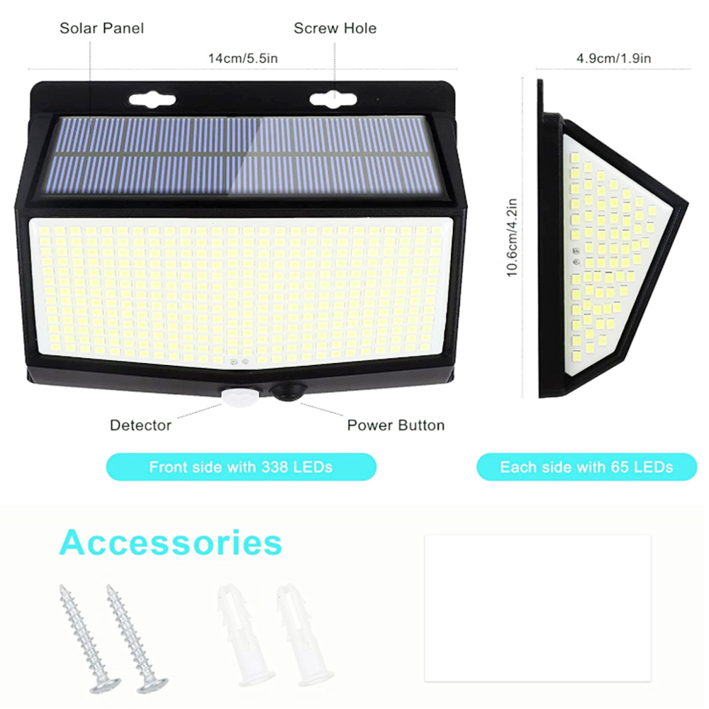 468 LED Solar Outdoor Light Human Body Sensor with Automatic Adjust Brightness IP65 Waterproof