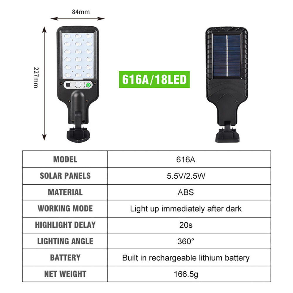 616A 18LED Solar LED Wall Lamp with Human Body Induction for Garden & Outdoor