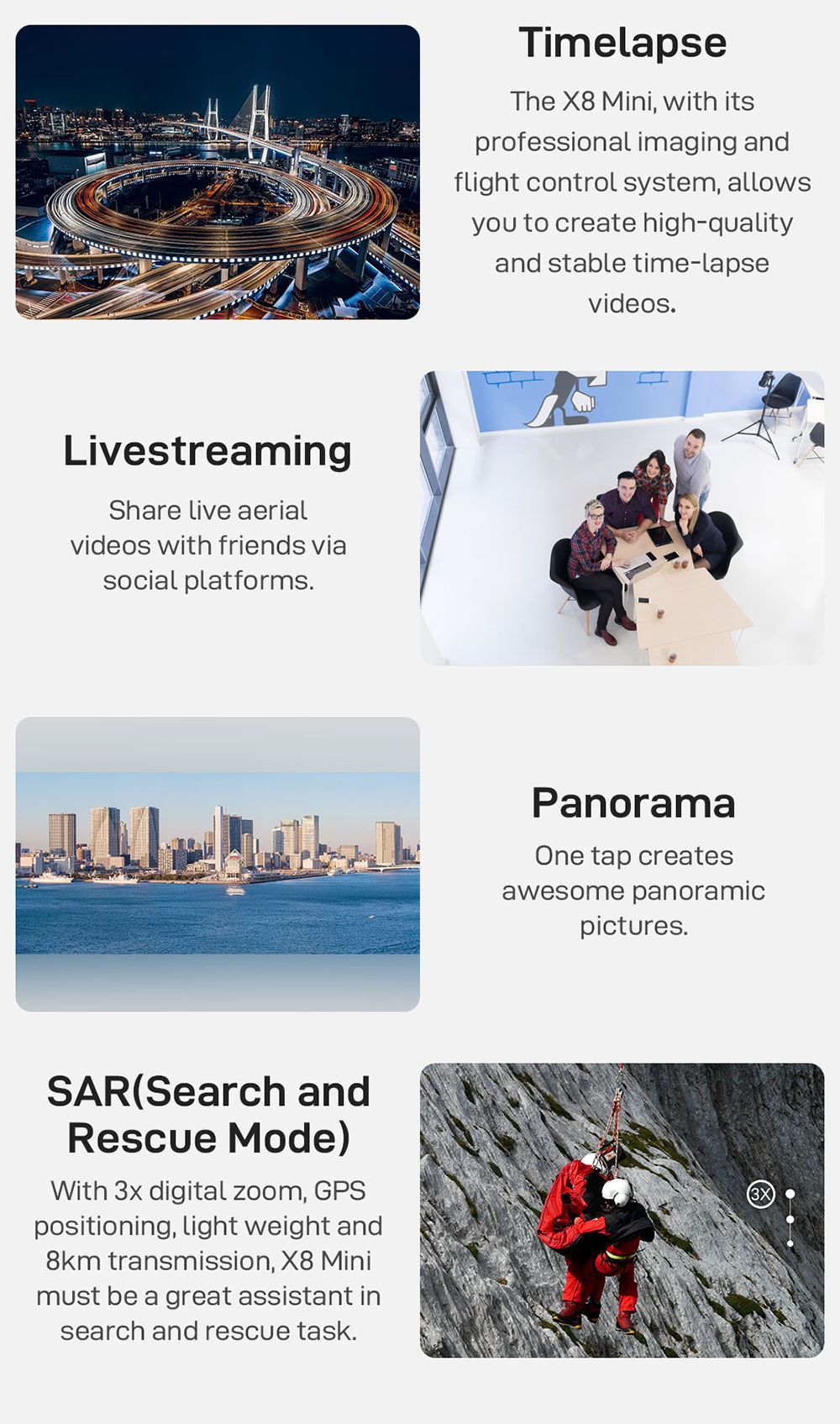 FIMI X8 Mini Pro 8KM GPS FPV RC Drone with 3-axis Mechanical Gimbal 4K Camera HDR 31mins Flight Time 245g Ultralight