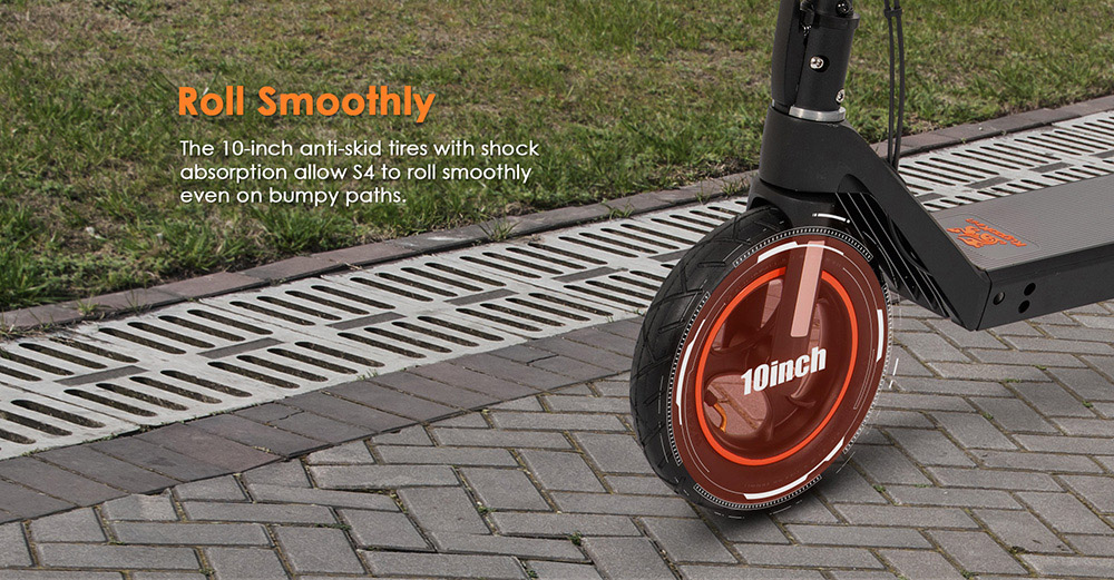 KugooKirin S4 10 Inch Pneumatic Tire Folding Electric Scooter Big Touch Dashboard 10Ah Battery 350W Motor 3 Speed Modes Max 35km/h 40KM Max Range EABS+Rear Disc Brake Easily Folded - Black 18 KugooKirin S4 10 inch Pneumatic Tire Folding Electric Scooter Big Touch Dashboard 10Ah Battery 350W Motor 3 Speed Modes Max 35km/h 40KM Max Range EABS+Rear Disc Brake Easily Folded - Black