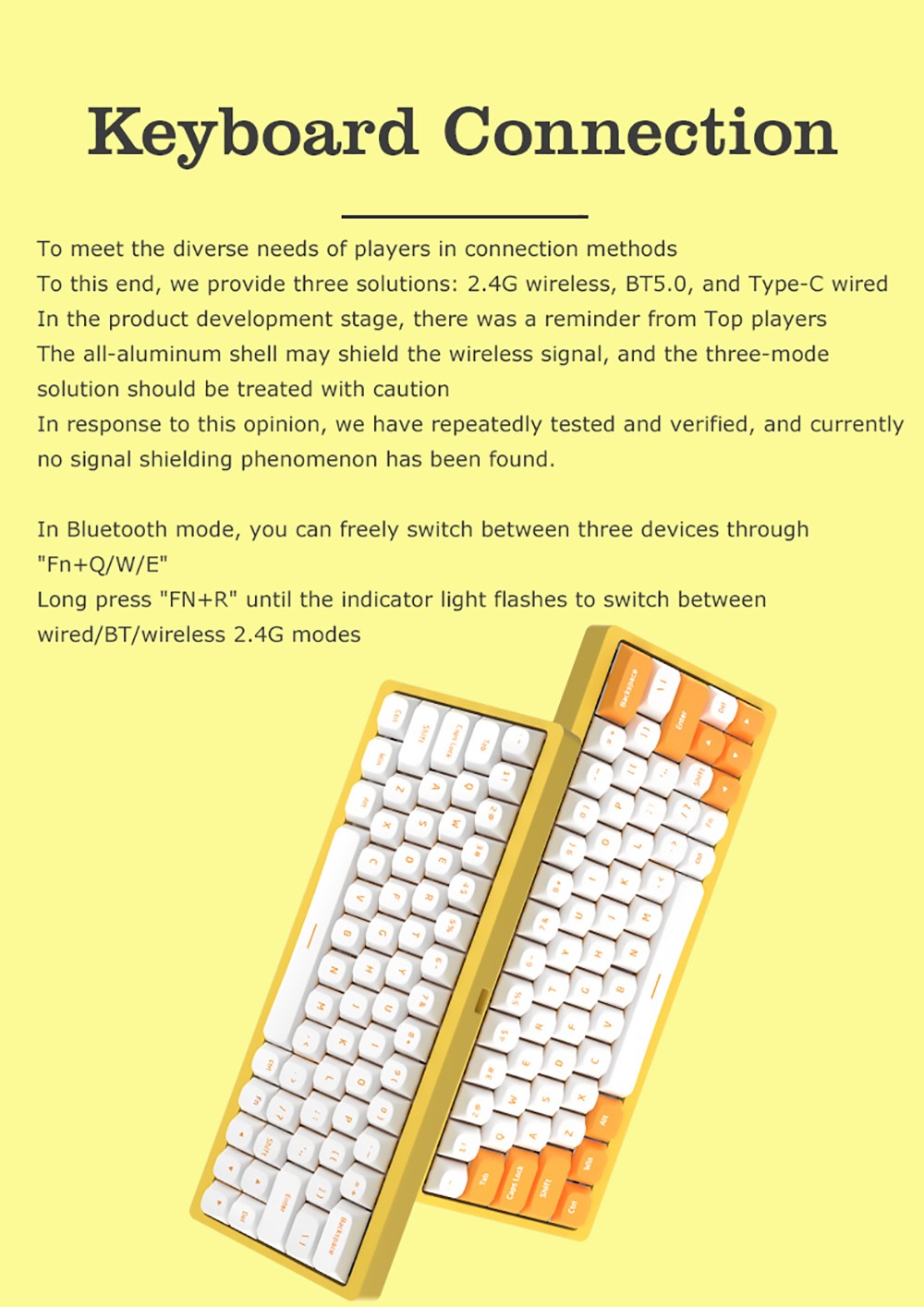 AJAZZ AC064 RGB Mechanical Keyboard Customized Banana&Clear Switch Full 64 Key Anti-Ghosting NKRO for Gaming Windows PC