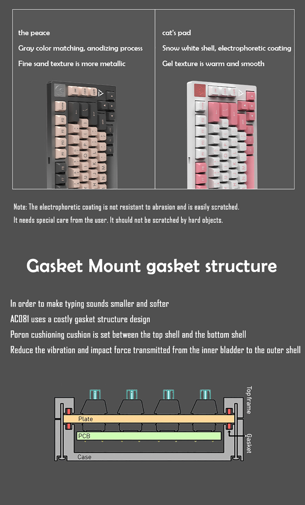 AJAZZ AC081 Hot-swappable Wired Mechanical Gaming Keyboard with Mute Switch Anti-Ghosting for Laptop PC