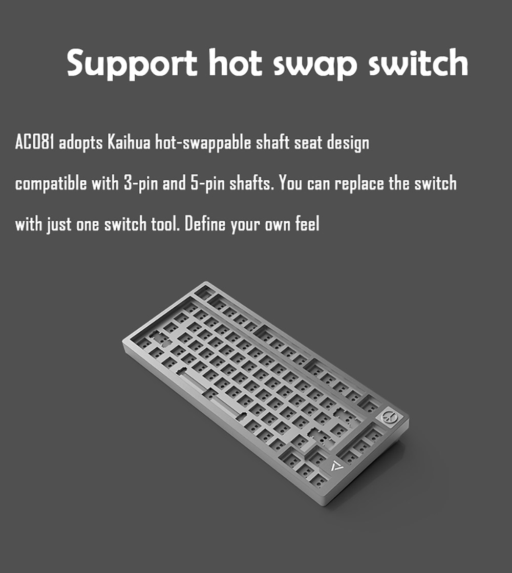 AJAZZ AC081 Hot-swappable Wired Mechanical Gaming Keyboard with White Switch Anti-Ghosting for Laptop PC