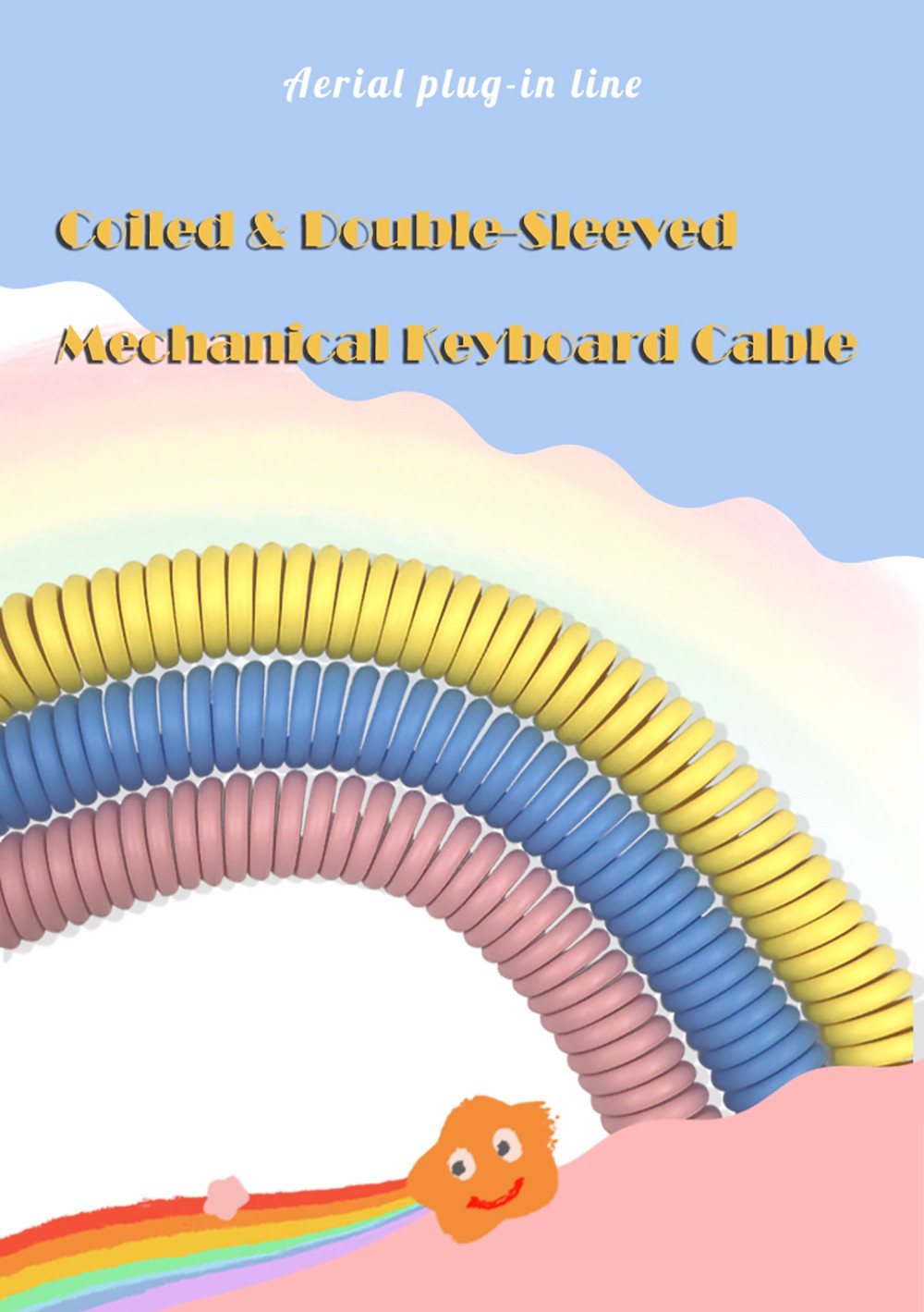 Ajazz AL60 TPE Data Cable Keyboard Accessory Flexible 20-230cm USB Type-c Interface - White Pink