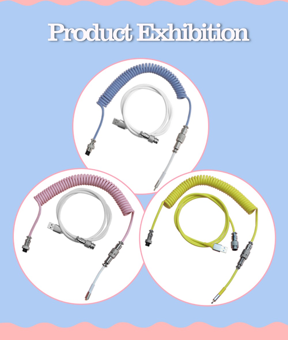 Ajazz AL60 TPE Data Cable Keyboard Accessory Flexible 20-230cm USB Type-c Interface - White Pink