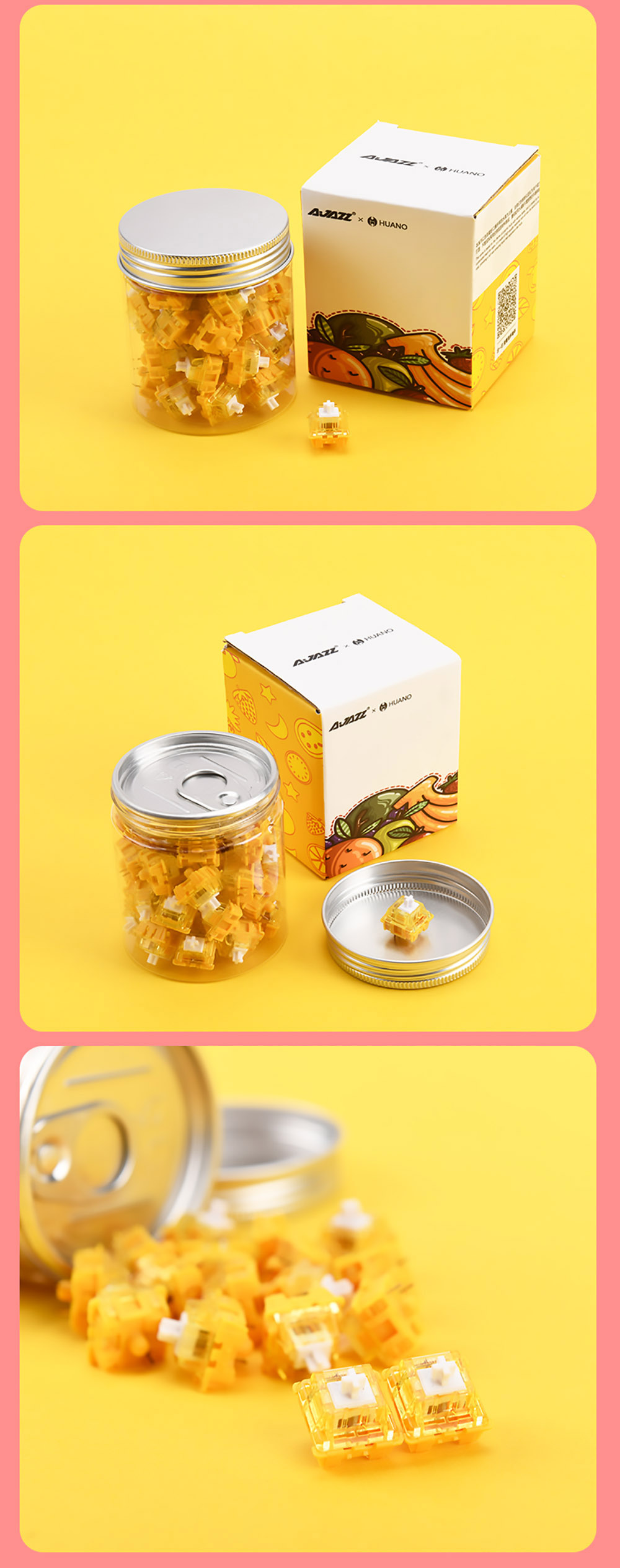 Ajazz Customized Fruit Switch Peach Switch Set for Keyboard DIY 45+1 Pieces