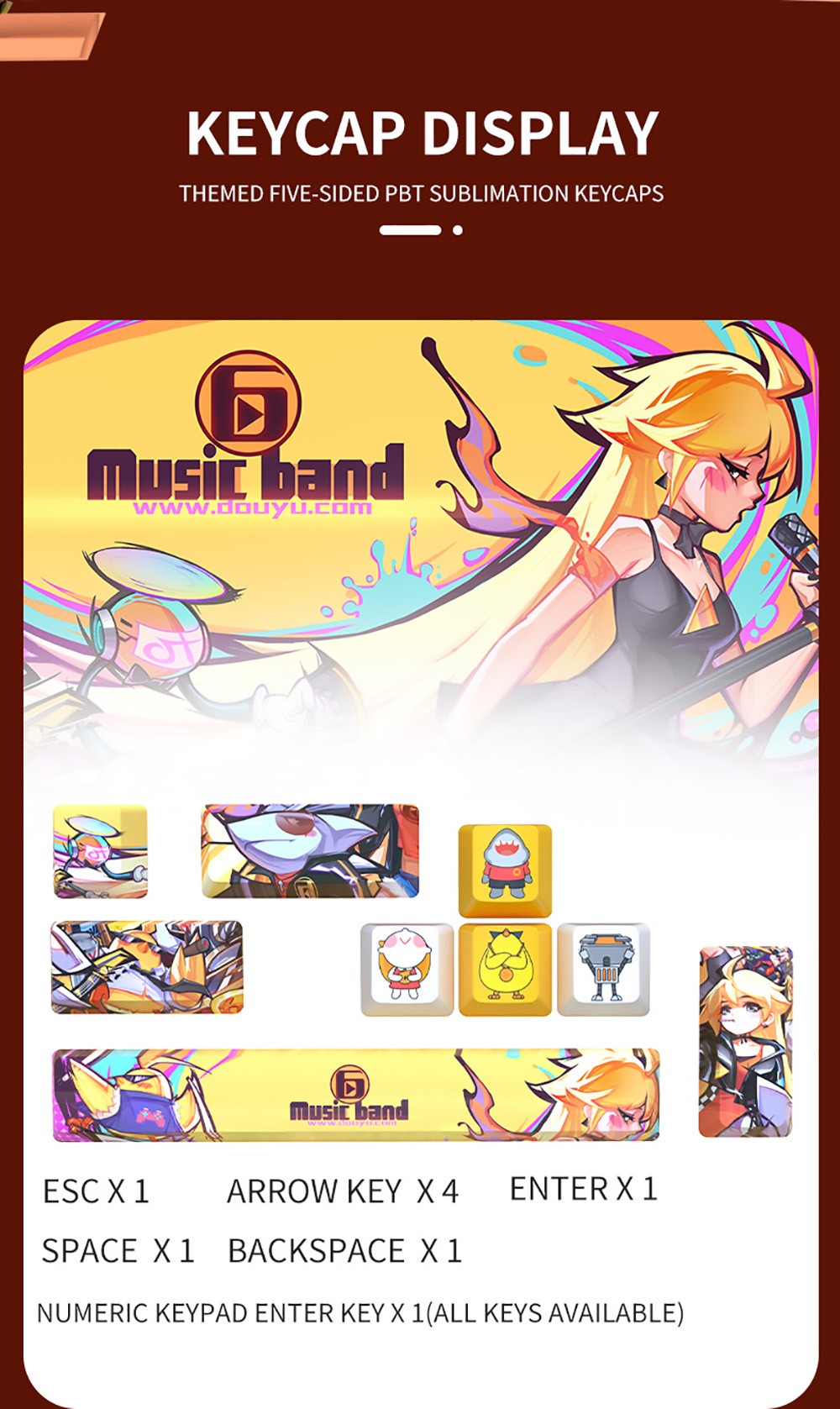 Ajazz Dye-Sublimation PBT Keycaps 9 Keycaps Keyboard Accessories