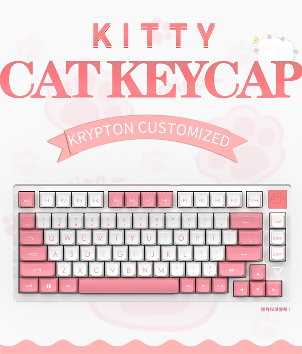 Ajazz PBT Double-shot Keycaps Keyboard Accessories for Ajazz 104, 87, 68, 108, 61 Keyboard - Gray Pink