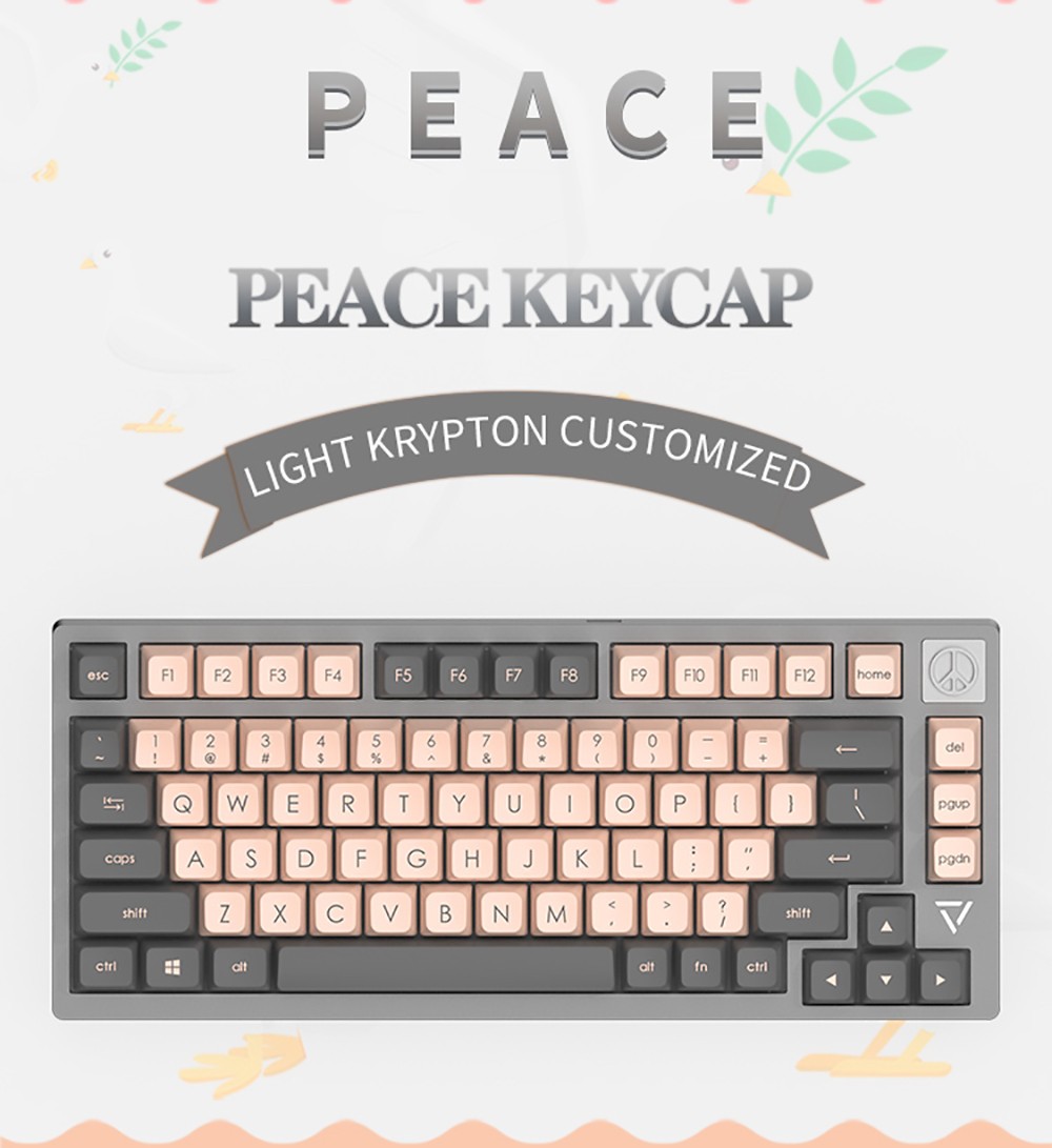 Ajazz PBT Double-shot Keycaps Keyboard Accessories for Ajazz 104, 87, 68, 108, 61 Keyboard - White Pink