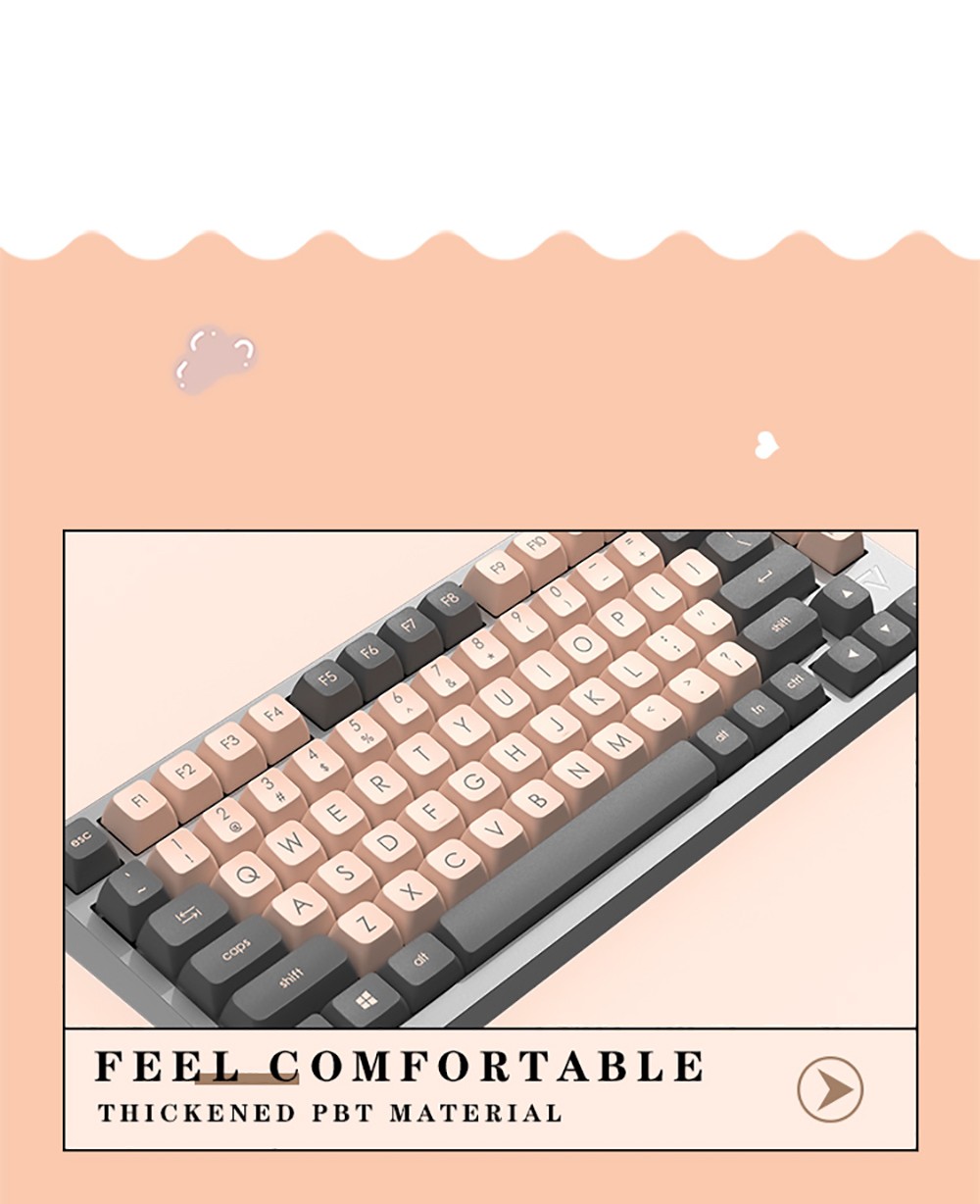 Ajazz PBT Double-shot Keycaps Keyboard Accessories for Ajazz 104, 87, 68, 108, 61 Keyboard - White Pink