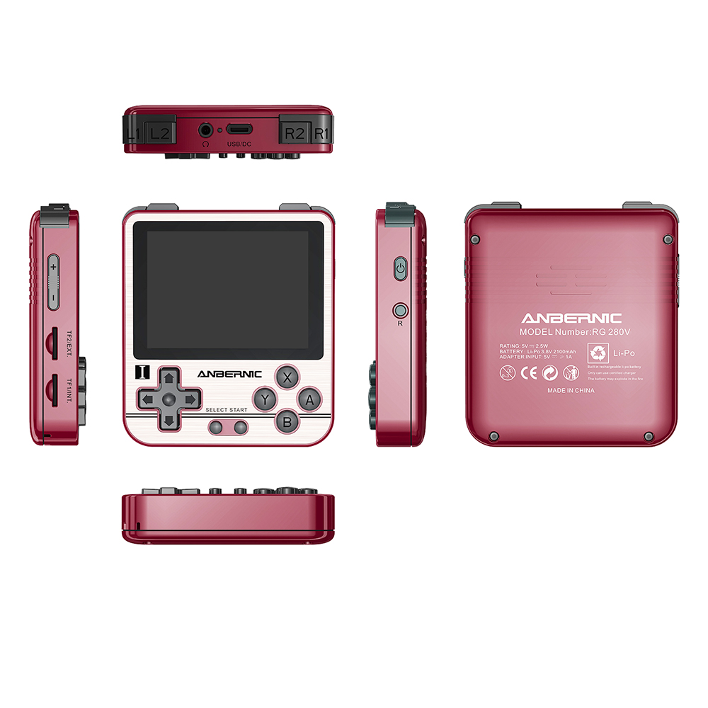 Anbernic RG280V Retro Handheld Game Console RAM 512MB 2.8 Inch IPS Screen 4770 Dual CPU Add 32GB TF Card Golden