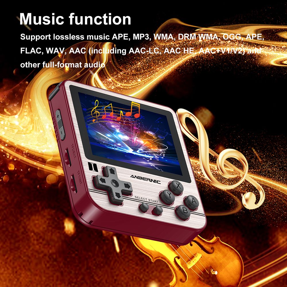 Anbernic RG280V Retro Handheld Game Console RAM 512MB 2.8 Inch IPS Screen 4770 Dual CPU Add 32GB TF Card Golden