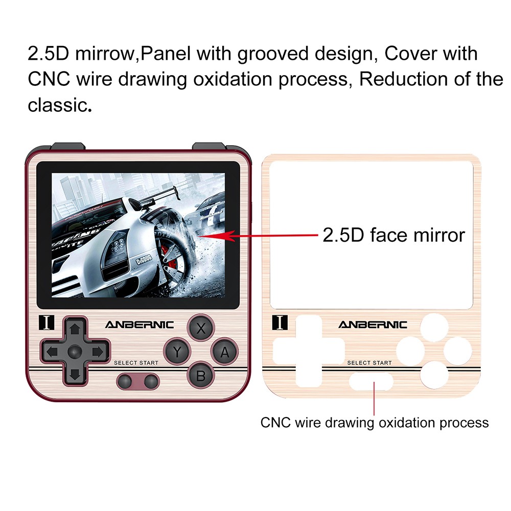 Anbernic RG280V Retro Handheld Game Console RAM 512MB 2.8 Inch IPS Screen 4770 Dual CPU Add 32GB TF Card Golden